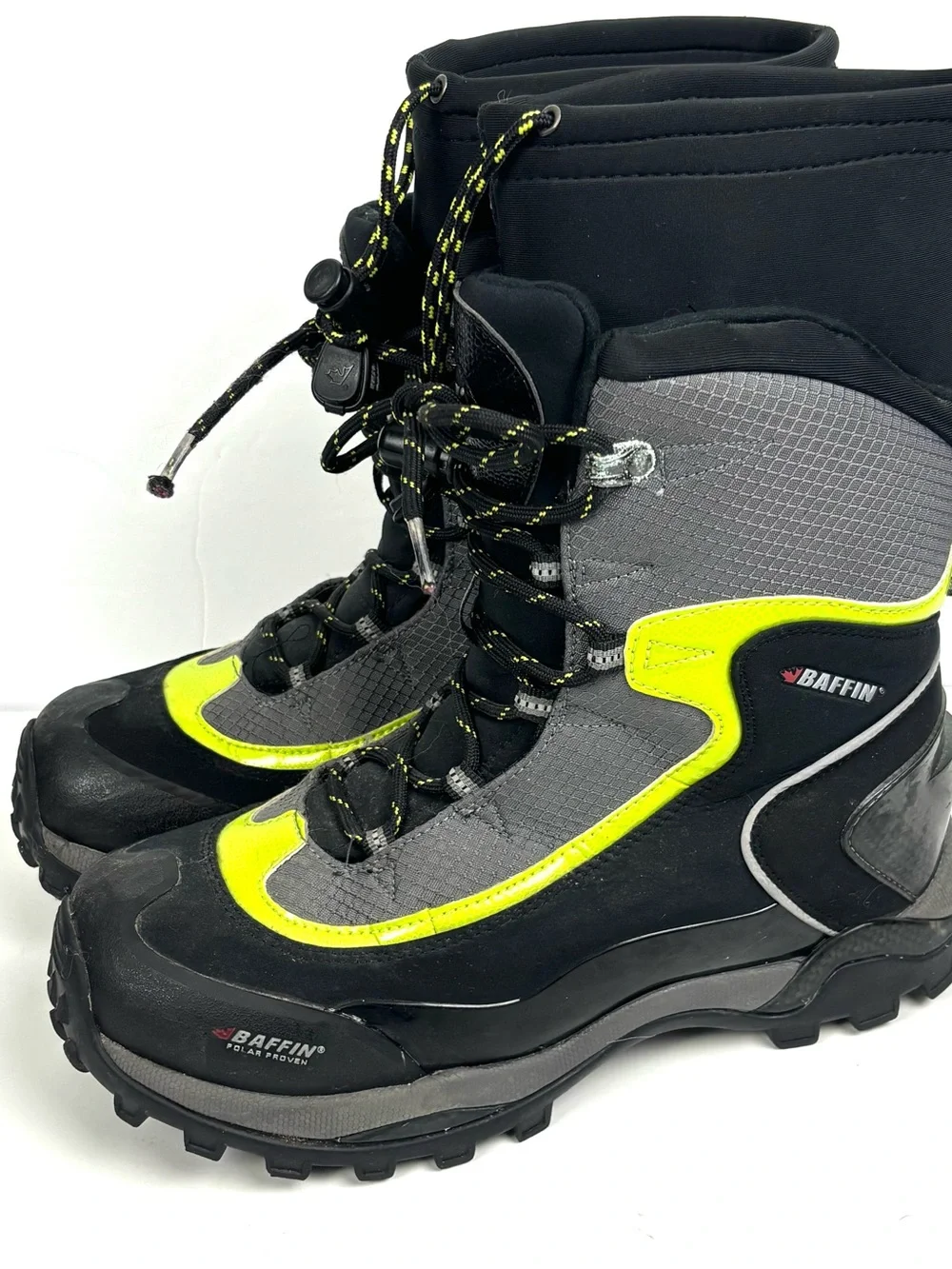 Baffin Boots Black Green Warrior Mens Size 8 Soft M018 Mid-Calf Lace Up Snow